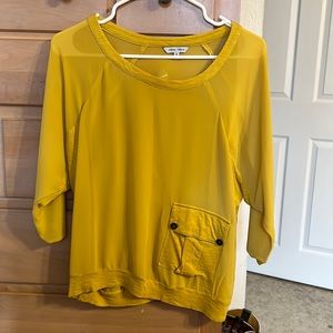 Naked Zebra mustard yellow sheer shirt